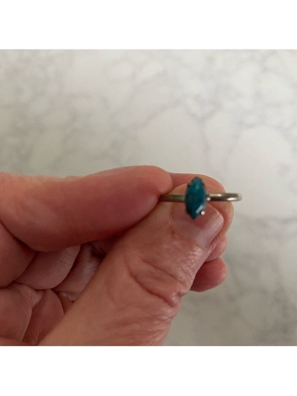 Silver Turquoise Ring Size 5 - Picture 2 of 4